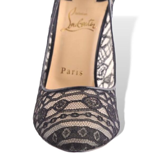 Christian Louboutin Black Dorissima Lace 100 Dentelle Pumps |Size: 38| - Picture 13 of 14
